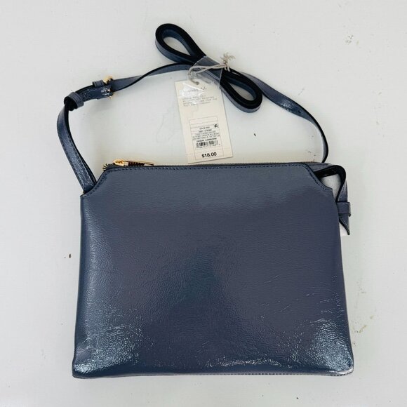 A New Day Crossbody Shoulder Bag Zip Top 9"x7" Faux Leather Gray Versatile Style - Picture 2 of 6